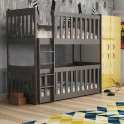 Wooden Bunk Bed Konrad With Cot Bed - Grey Matt Without Mattresses - thumbnail 8