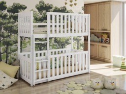 Wooden Bunk Bed Konrad With Cot Bed - Grey Matt Without Mattresses - thumbnail 3