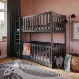 Wooden Bunk Bed Konrad With Cot Bed - Grey Matt Without Mattresses - thumbnail 7