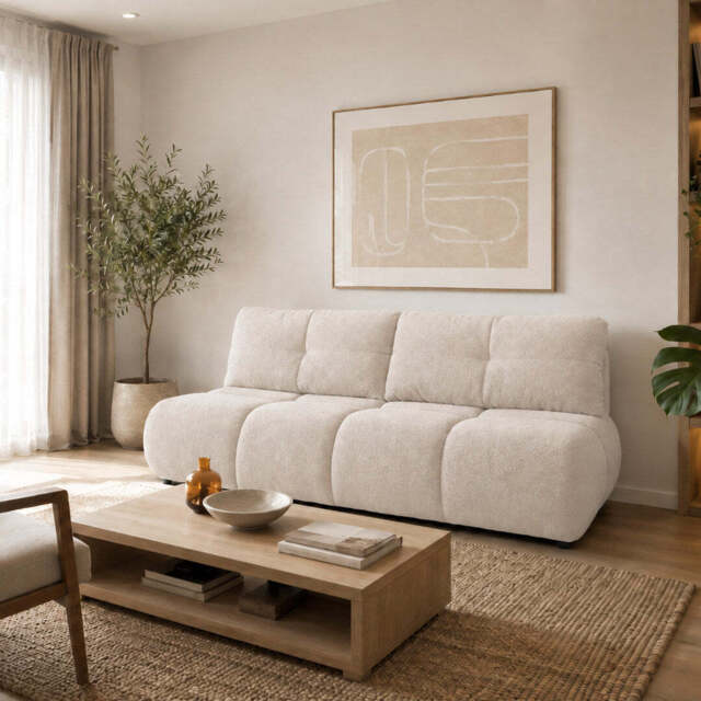Sofa Bed Milo - Light Beige 214cm 89cm - image 1