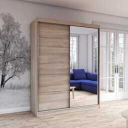 Vista 05 Mirrored Sliding Door Wardrobe 150cm - White Oak Sonoma 150cm - thumbnail 4