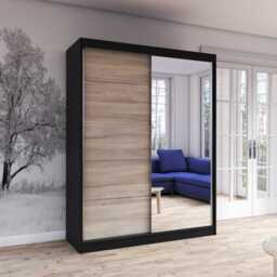 Vista 05 Mirrored Sliding Door Wardrobe 150cm - White Oak Sonoma 150cm - thumbnail 6