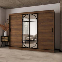 Lugo Sliding Door Wardrobe 250cm - Oak Walnut 250cm