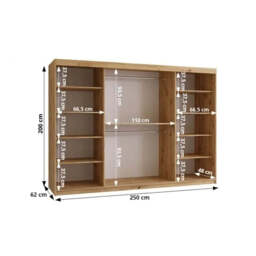 Lugo Sliding Door Wardrobe 250cm - Oak Walnut 250cm - thumbnail 6