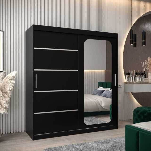 Uppsala V2 Sliding Door Wardrobe 180cm - Black 180cm - image 1
