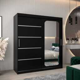 Uppsala V2 Sliding Door Wardrobe 180cm - Black 180cm