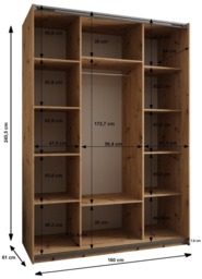 Trosa IV Sliding Door Wardrobe 160cm - White 160cm - thumbnail 7