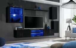 "Switch XXIII Wall Entertainment Unit For TVs Up To 75"" - Graphite 250cm Oak Wotan" - thumbnail 5