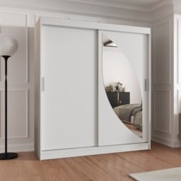 Milo Sliding Door Wardrobe 180cm - White 180cm - thumbnail 1