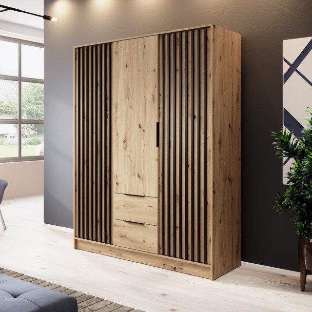 Nelly Hinged Door Wardrobe 155cm - Oak Artisan 155cm - image 1