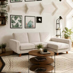 Corner Sofa Bed Aramis - Light Beige 228cm Right