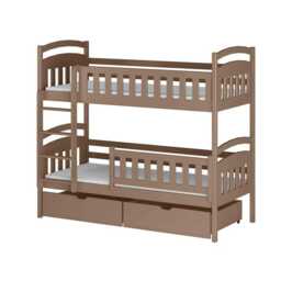 Wooden Bunk Bed Ignas with Storage - Milk Chocolate Without Mattresses