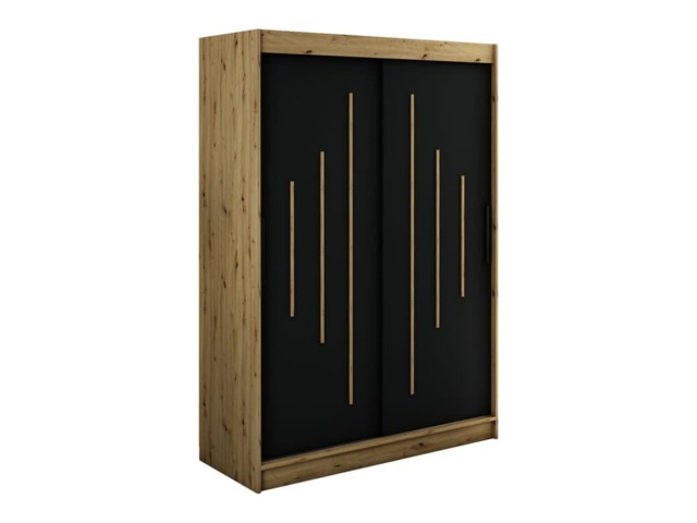 Leto Y Sliding Door Wardrobe 150cm - Black 150cm - image 1