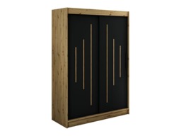Leto Y Sliding Door Wardrobe 150cm - Black 150cm - thumbnail 1