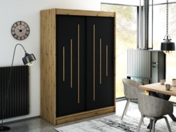 Leto Y Sliding Door Wardrobe 150cm - Black 150cm - thumbnail 2