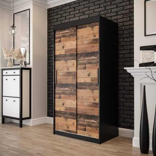 Tilburg Sliding Door Wardrobe 100cm - Dark Oak 100cm - image 1