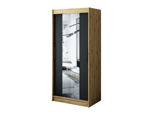Leto T1 Sliding Door Wardrobe 100cm - Black 100cm - image 1