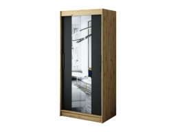 Leto T1 Sliding Door Wardrobe 100cm - Black 100cm - thumbnail 1
