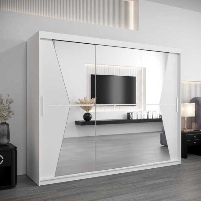 Morocco Sliding Door Wardrobe 250cm - White 250cm - image 1