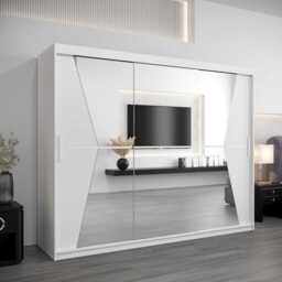 Morocco Sliding Door Wardrobe 250cm - White 250cm - thumbnail 1