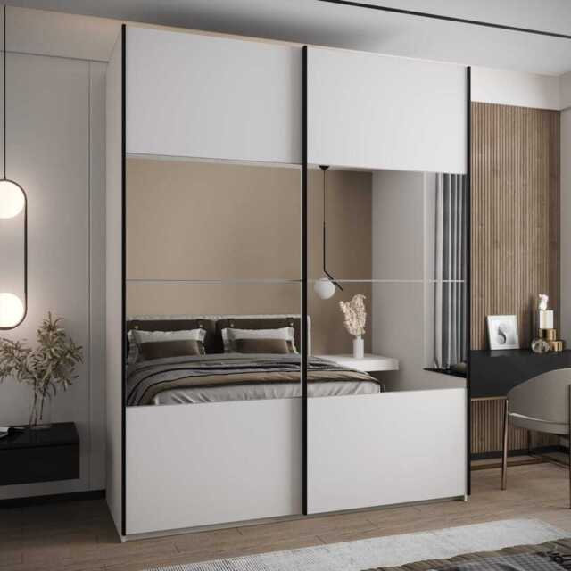Trosa IV Sliding Door Wardrobe 190cm - White 190cm - image 1