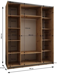 Trosa IV Sliding Door Wardrobe 190cm - White 190cm - thumbnail 6