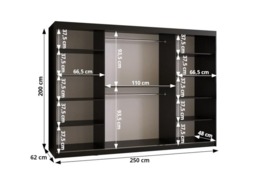 Ramiro I Sliding Door Wardrobe 250cm - Black 250cm - thumbnail 5