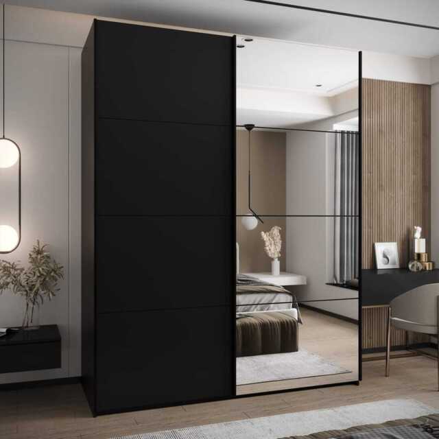 Trosa III Sliding Door Wardrobe 190cm - Black 190cm - image 1
