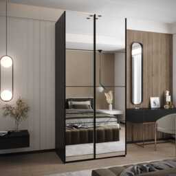 Trosa II Sliding Door Wardrobe 120cm - Black 120cm - thumbnail 1