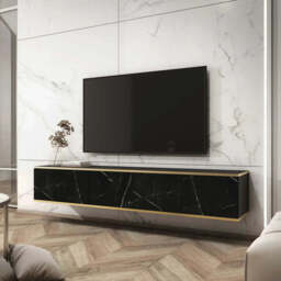 Oro Floating TV Cabinet 175cm - Black Marble 175cm - thumbnail 1