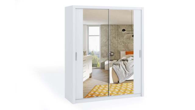 Bono Sliding Door Wardrobe With Mirrors 180cm - White Matt 180cm - image 1
