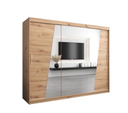 Rhomb Sliding Door Wardrobe 250cm - White 250cm - thumbnail 3
