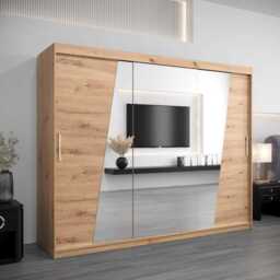 Rhomb Sliding Door Wardrobe 250cm - White 250cm - thumbnail 2