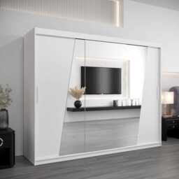 Rhomb Sliding Door Wardrobe 250cm - White 250cm
