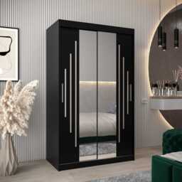 York I Sliding Door Wardrobe 120cm - Black 120cm - thumbnail 1
