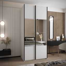 Trosa IV Sliding Door Wardrobe 110cm - Black 110cm - thumbnail 2