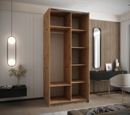 Trosa IV Sliding Door Wardrobe 110cm - Black 110cm - thumbnail 6