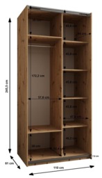 Trosa IV Sliding Door Wardrobe 110cm - Black 110cm - thumbnail 7