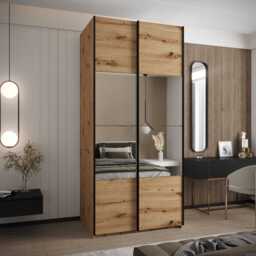 Trosa IV Sliding Door Wardrobe 110cm - Black 110cm - thumbnail 4
