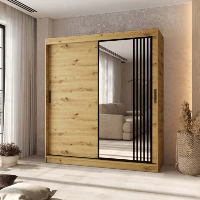 Asved Sliding Door Wardrobe 180cm - Oak Artisan 180cm - image 1