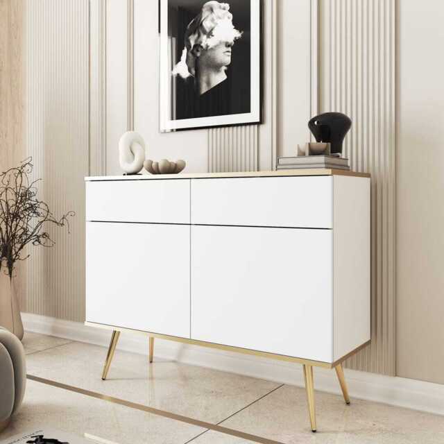 Oro Sideboard Cabinet 107cm - White 107cm - image 1