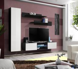 "Fly R1 Entertainment Unit For TVs Up To 60"" - 210cm Black White Gloss"