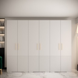 Manhattan III Hinged Door Wardrobe 300cm - White 300cm - thumbnail 1