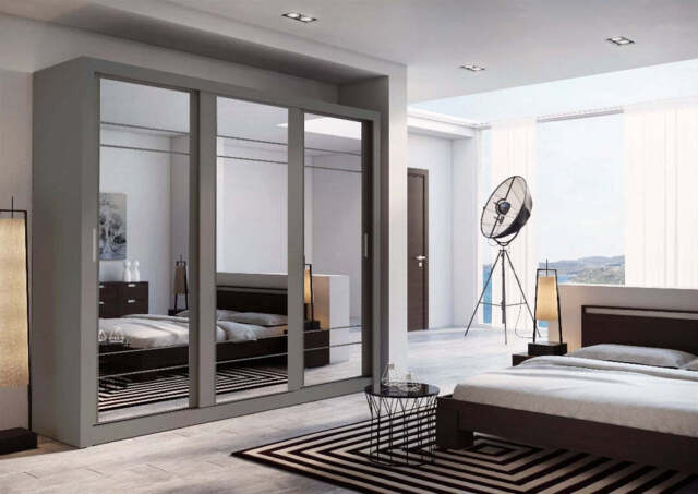 Arti 2 - 3 Sliding Door Wardrobe 250cm - Grey Matt 250cm - image 1