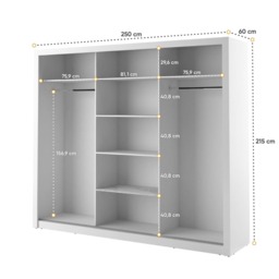 Arti 2 - 3 Sliding Door Wardrobe 250cm - Grey Matt 250cm - thumbnail 5