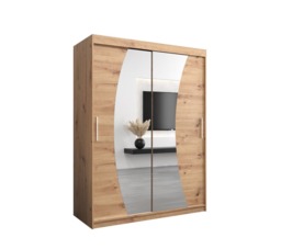 Wave Sliding Door Wardrobe 150cm - White 150cm - thumbnail 6