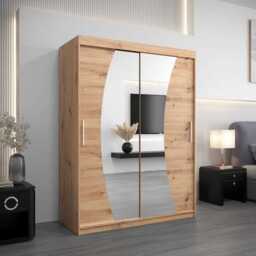 Wave Sliding Door Wardrobe 150cm - White 150cm - thumbnail 5