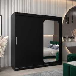 Uppsala T2 Sliding Door Wardrobe 200cm - Black 200cm - thumbnail 1
