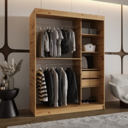 Alabama Sliding Door Wardrobe 150cm - Oak Artisan 150cm - thumbnail 8