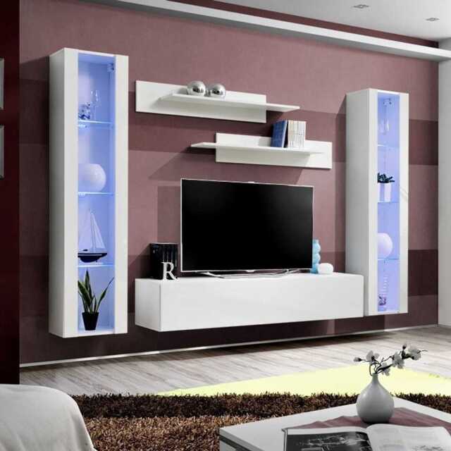"Fly A2 Entertainment Unit For TVs Up To 65"" - White 260cm" - image 1